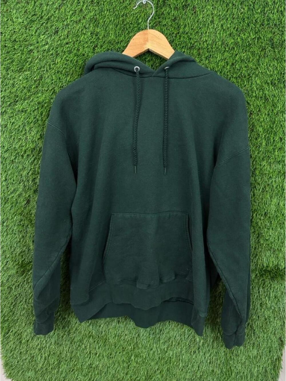 Vintage Hanes Blank Hoodie Forest Green Pullover Sweatshirt Medium